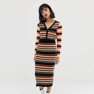 ASOS Black/ Multicolored Ribbed Co-ord (Medium)